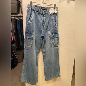 Aeropostale Medium Blue Cargo Flare Jeans